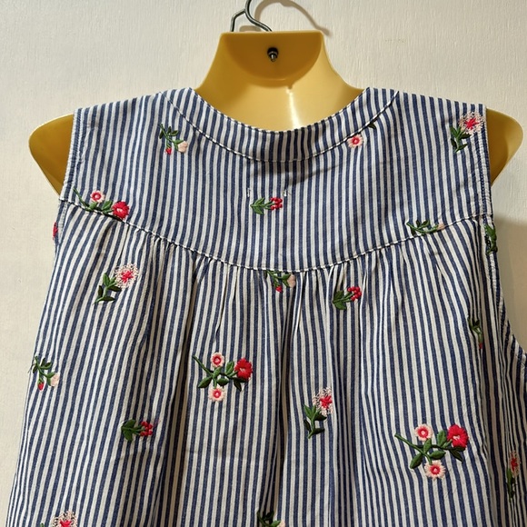 MISS ME WOMEN FLORAL STRIPED BLOUSE SLEEVELESS OVERSIZED Sz MEDIUM - Picture 6 of 11